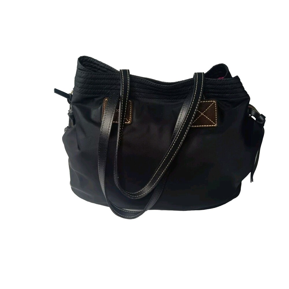 Dooney & Bourke Victoria Black Nylon Tote Leather Trim Handbag - Picture 4 of 10